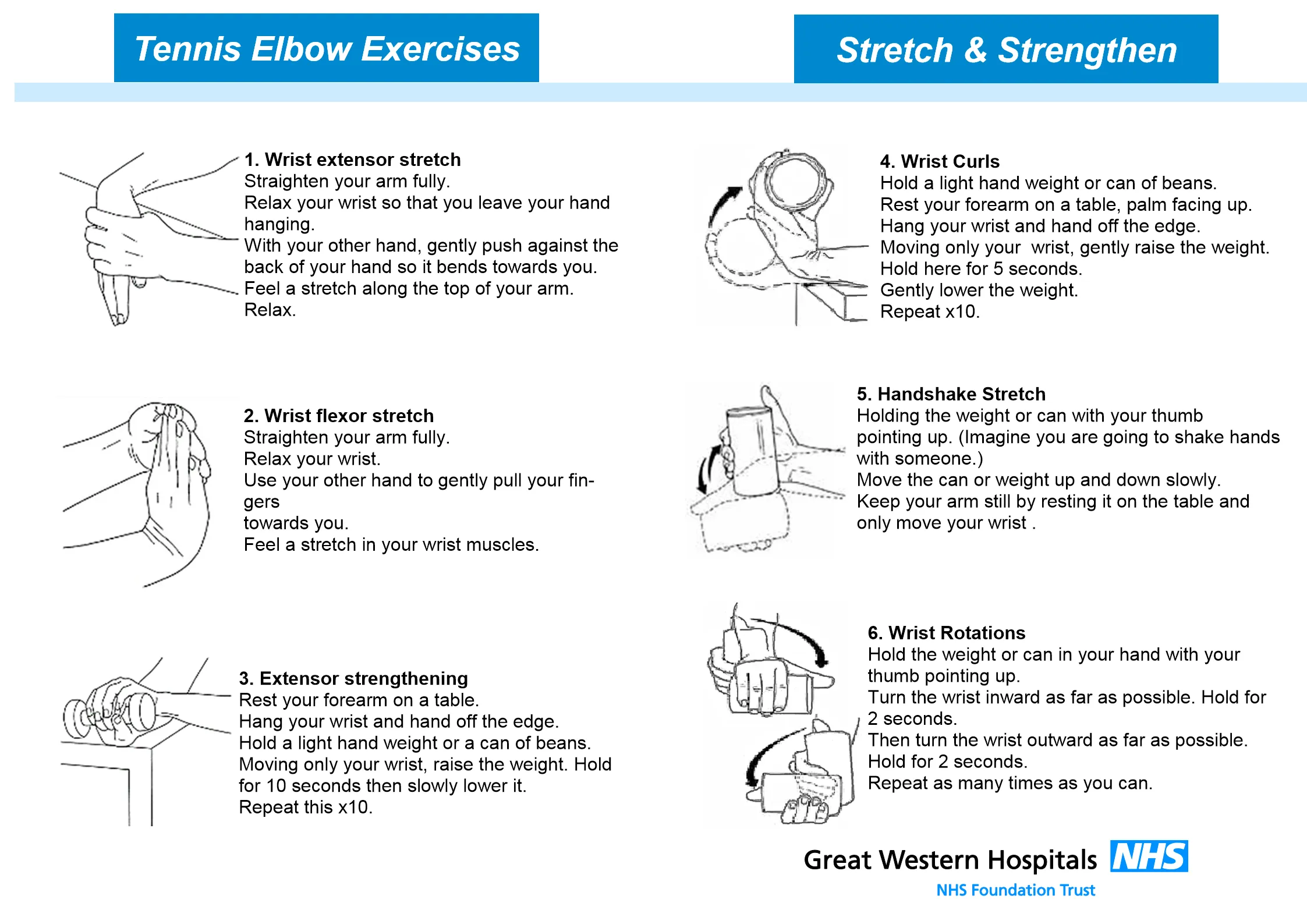 Tennis elbow exercises